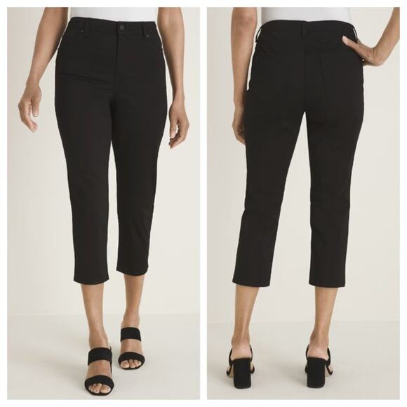 Chico's Women's Sateen Slim Crops Cobalt Blue Pant Size S/4 - Picture 2 of 9